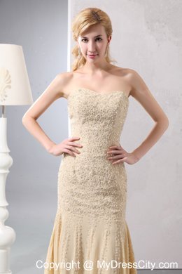 Gold Mermaid Court Homecoming Dress Beading and Sequins Decorate