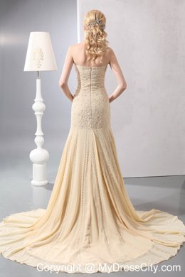 Gold Mermaid Court Homecoming Dress Beading and Sequins Decorate