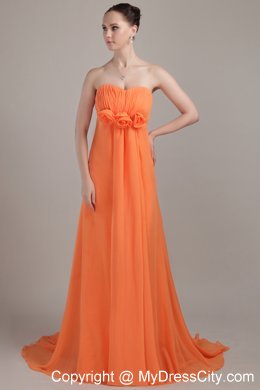 Orange Flowers And Brush Decorate Plus Size Homecoming Dress