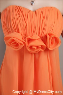 Orange Flowers And Brush Decorate Plus Size Homecoming Dress