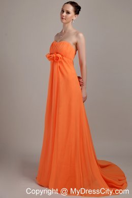 Orange Flowers And Brush Decorate Plus Size Homecoming Dress