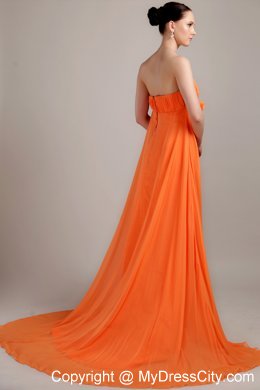 Orange Flowers And Brush Decorate Plus Size Homecoming Dress