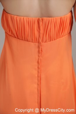 Orange Flowers And Brush Decorate Plus Size Homecoming Dress