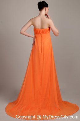 Orange Flowers And Brush Decorate Plus Size Homecoming Dress