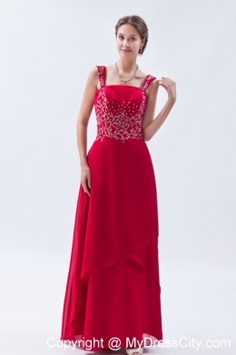 Coral Red Straps Chiffon Homecoming Dress Beading Decorate