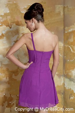 Lavender Empire One Shoulder Beaded Dress for Homecoming