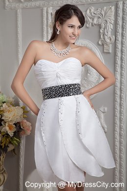 Beading Decorate 2014 White Homecoming Dress Mini-length Style