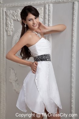 Beading Decorate 2014 White Homecoming Dress Mini-length Style