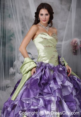 Colorful Sweetheart Beaded Quinceanea Dress with Ruffles