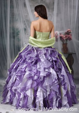 Colorful Sweetheart Beaded Quinceanea Dress with Ruffles