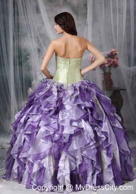 Colorful Sweetheart Beaded Quinceanea Dress with Ruffles