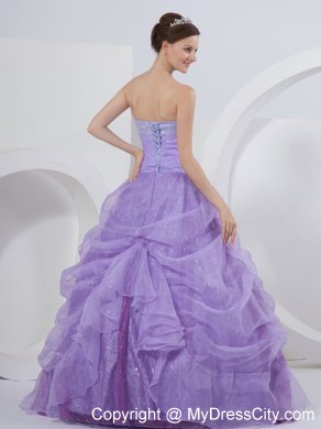 Lavender Strapless Sequined Quinceanea Dress with Embroidery