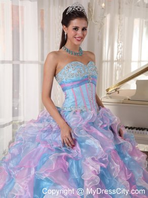 Sweetheart Multi-color Organza Sweet 15 Dresses with Appliques