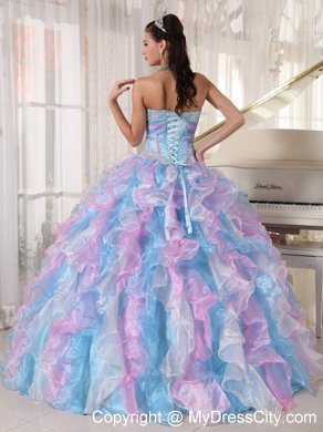 Sweetheart Multi-color Organza Sweet 15 Dresses with Appliques