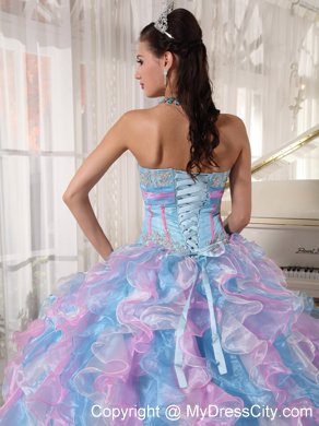 Sweetheart Multi-color Organza Sweet 15 Dresses with Appliques