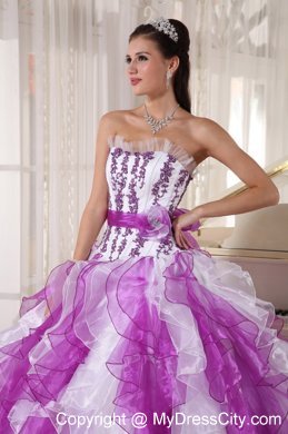 Strapless Colorful Organza Quinceanera Dress Beaded