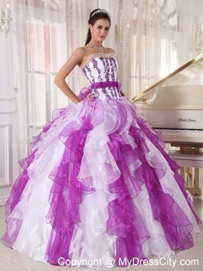 Strapless Colorful Organza Quinceanera Dress Beaded