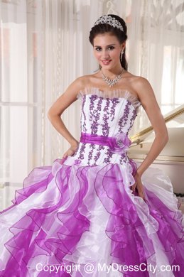 Strapless Colorful Organza Quinceanera Dress Beaded