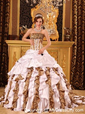 Gorgeous Strapless Brush Train Taffeta and Zebra Quinceanera Dress