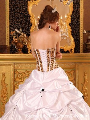 Gorgeous Strapless Brush Train Taffeta and Zebra Quinceanera Dress