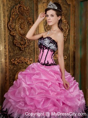 Slinky Rose Pink and Zebra Strapless Pick-Ups Dress for Quince