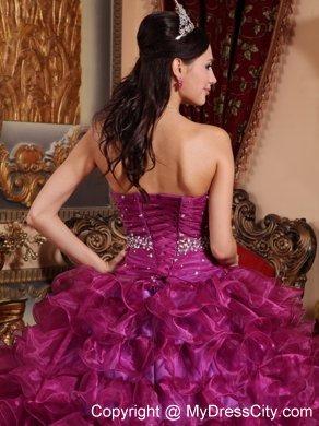 Organza Beading Ball Gown Dress for Sweet 16 in Purple Color