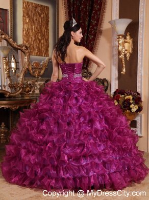 Organza Beading Ball Gown Dress for Sweet 16 in Purple Color