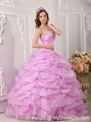 Exclusive Strapless Organza Appliques Rose Pink Sweet 15 Dresses