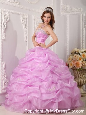 Exclusive Strapless Organza Appliques Rose Pink Sweet 15 Dresses