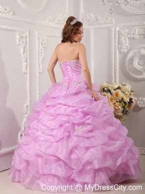 Exclusive Strapless Organza Appliques Rose Pink Sweet 15 Dresses