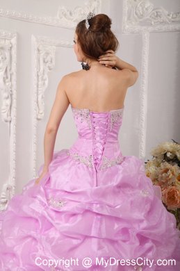 Exclusive Strapless Organza Appliques Rose Pink Sweet 15 Dresses