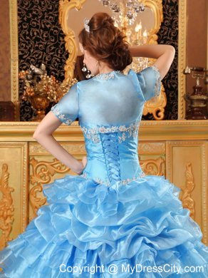 Baby Blue Sweetheart Appliques Quinceanera Dress with Jacket