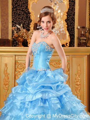 Baby Blue Sweetheart Appliques Quinceanera Dress with Jacket