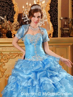 Baby Blue Sweetheart Appliques Quinceanera Dress with Jacket