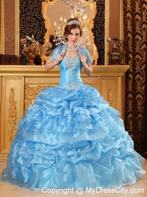 Baby Blue Sweetheart Appliques Quinceanera Dress with Jacket