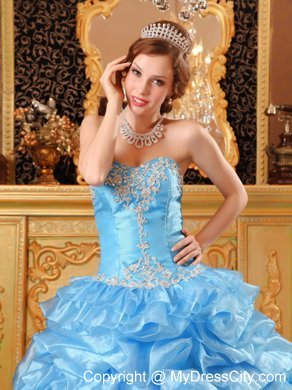 Baby Blue Sweetheart Appliques Quinceanera Dress with Jacket