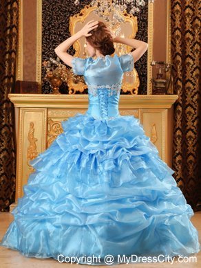 Baby Blue Sweetheart Appliques Quinceanera Dress with Jacket