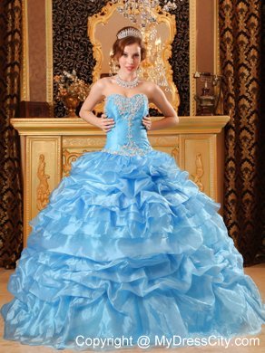 Baby Blue Sweetheart Appliques Quinceanera Dress with Jacket