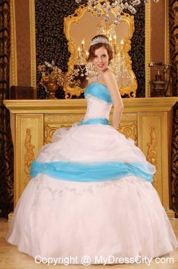 Perfect Appliques Satin and Organza White Quinceanera Dress