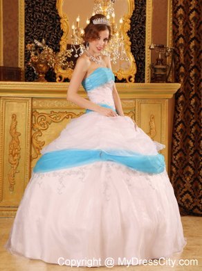 Perfect Appliques Satin and Organza White Quinceanera Dress