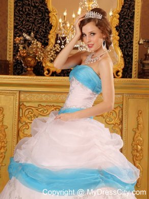 Perfect Appliques Satin and Organza White Quinceanera Dress