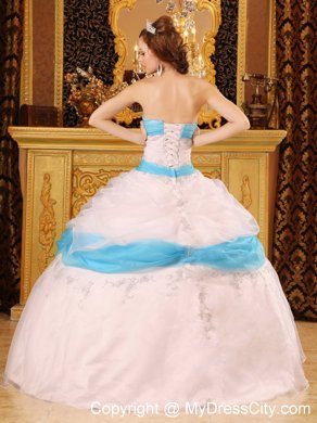 Perfect Appliques Satin and Organza White Quinceanera Dress