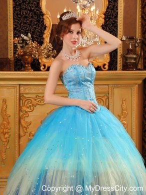 Gorgeous Sweetheart Beading Blue Ball Gown Quinceanera Dress