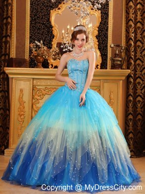 Gorgeous Sweetheart Beading Blue Ball Gown Quinceanera Dress