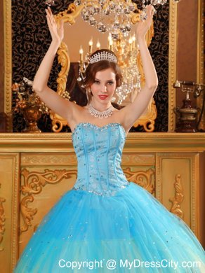 Gorgeous Sweetheart Beading Blue Ball Gown Quinceanera Dress