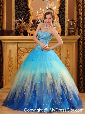 Gorgeous Sweetheart Beading Blue Ball Gown Quinceanera Dress