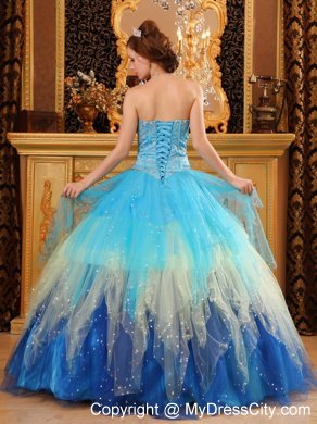 Gorgeous Sweetheart Beading Blue Ball Gown Quinceanera Dress