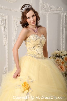 Beautiful Sweetheart Appliques Light Yellow Quinceanera Dress