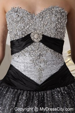 Black Sweetheart Floor-length Sequined Dress for Sweet 16