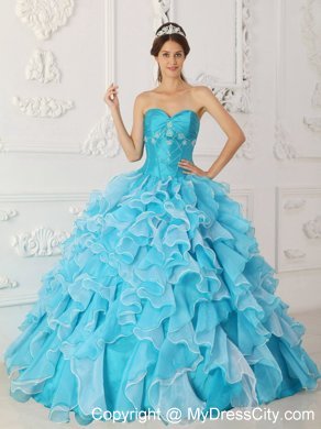 A-Line Sweetheart Beading Quinceanera Dress in Baby Blue